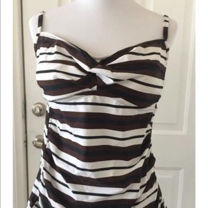 Tankini Top Brown and White Striped Size XL